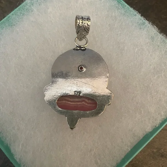 Ruby / Striped Rhodochrosite 925 Sterling Silver Pendant /Hand Crafted ❤️ - Picture 6 of 6